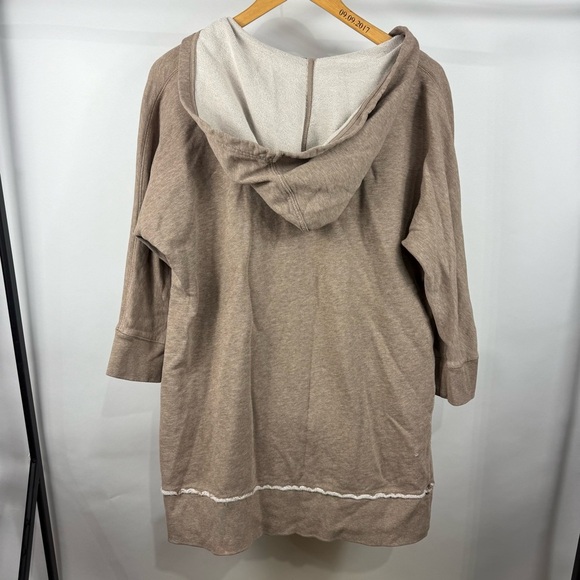 Soft Surroundings Tan V-Neck Cotton Hoodie Tunic Size Small - Picture 5 of 5